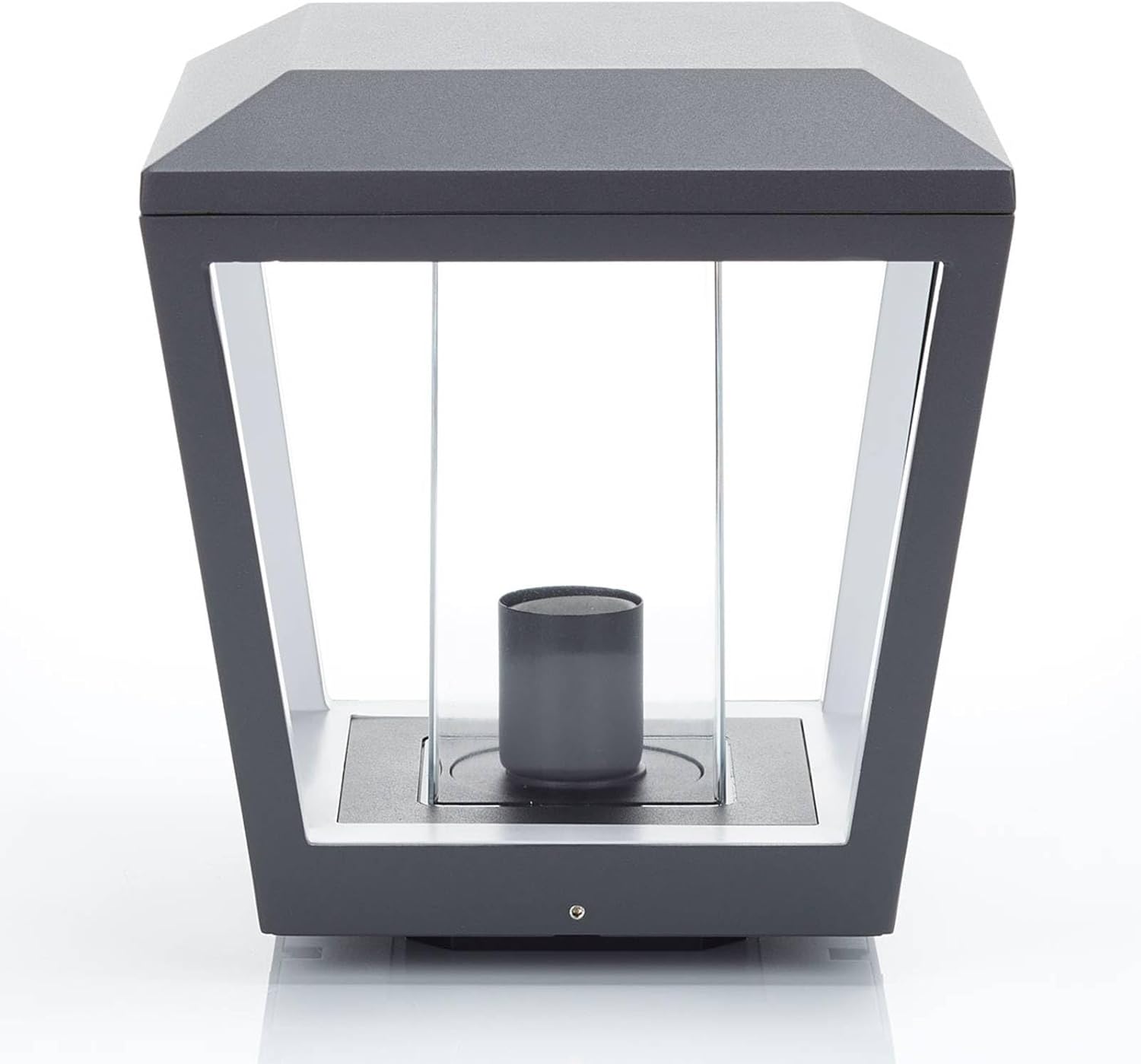 Lucande Außenleuchte Dunia (spritzwassergeschützt (Modern) in Schwarz aus Aluminium (1 flammig, E27) - Wegeleuchte Pollerleuchte Wegelampe Sockelleuchte