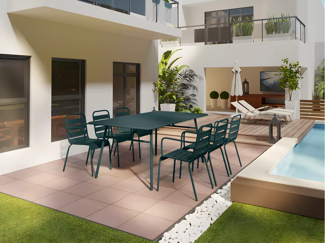 Lot de 2 fauteuils de jardin empilables en métal - Vert sapin - MIRMANDE de MYLIA