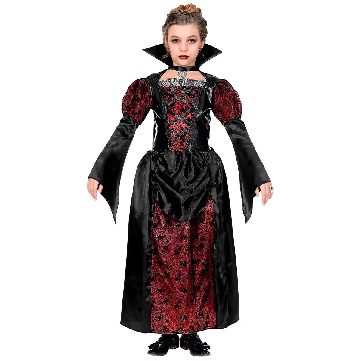 Halloween Jurk Zwart Rood Meisje Vampier