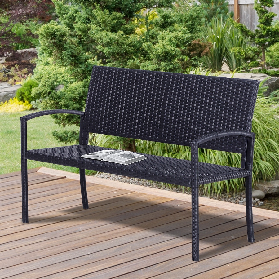 Outsunny Polyrattan Gartenbank schwarz