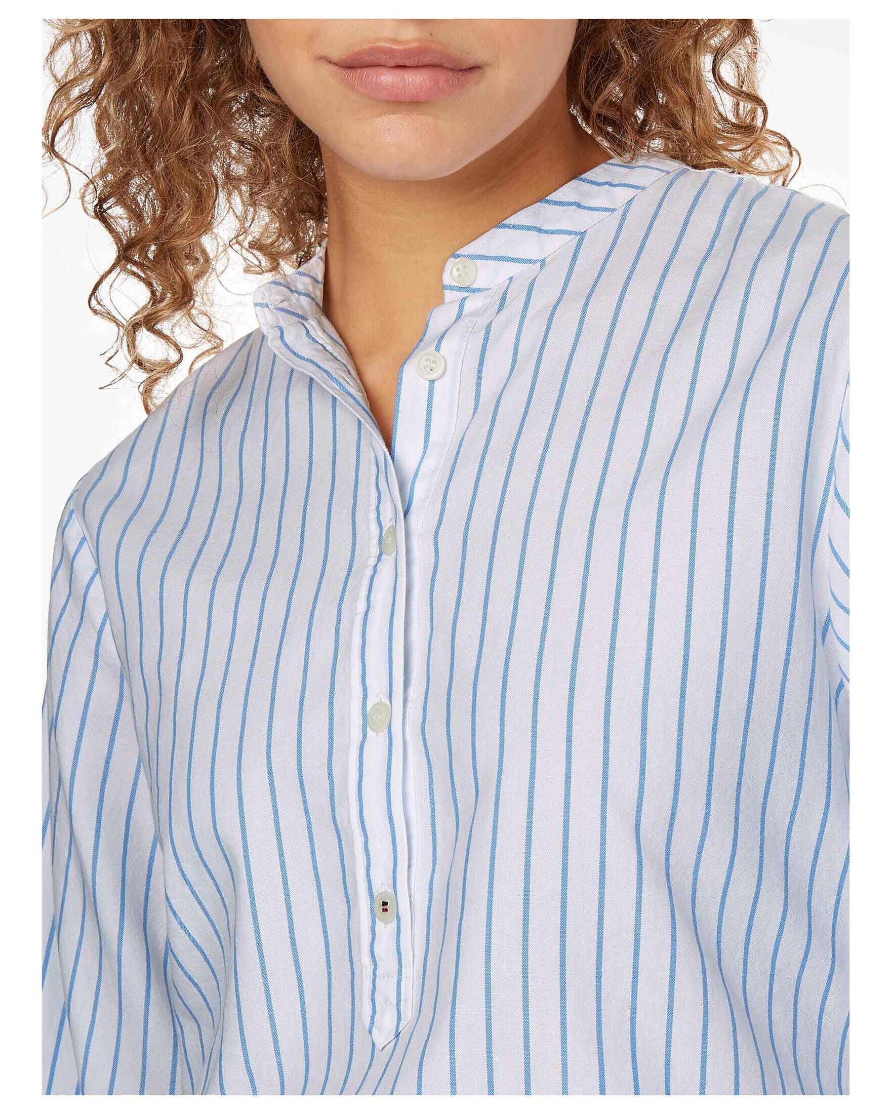 Tommy Hilfiger| Damen Bluse OXFORD STRIPE HENLEY BLOUSE LS Langarm
