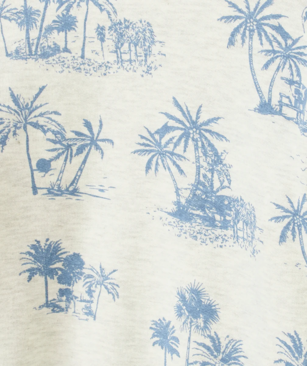 SWEAT GARÇON EN COTON BIO ÉCRU CHINÉ IMPRIMÉ PALMIERS