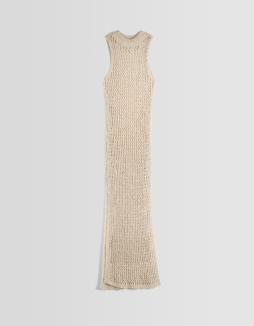Vestido longo sem mangas em malha respirável