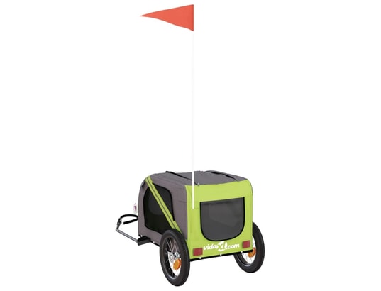 VIDAXL - Remorque de vélo pour chien vert et gris tissu oxford et fer