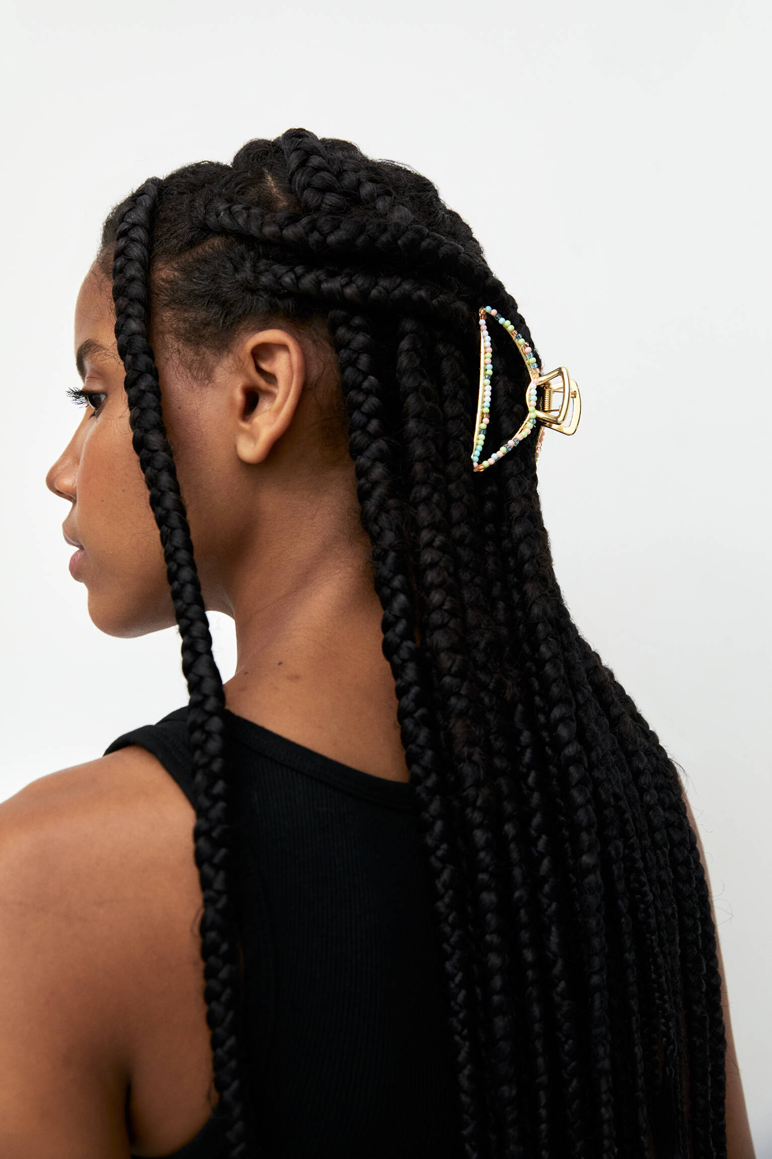 Presilha de cabelo com miçangas douradas - Dourada