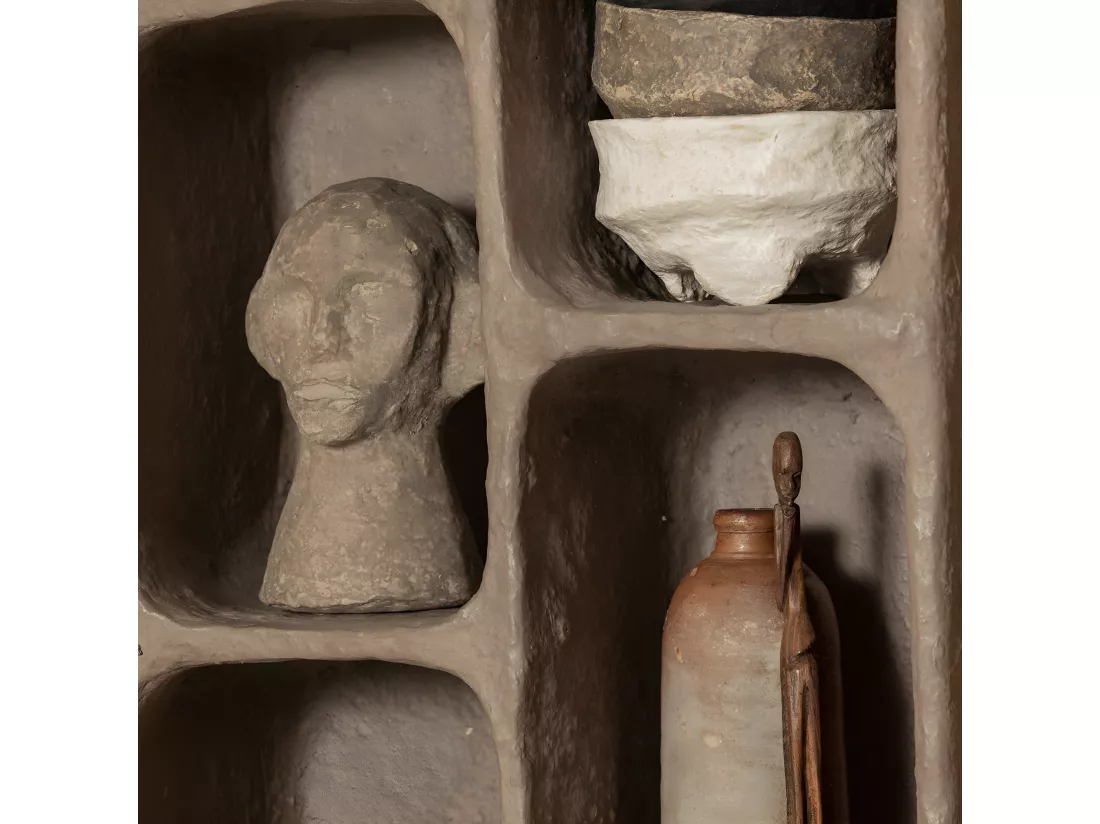 Clay - Étagère murale en papier mâché 5 niches - Gris