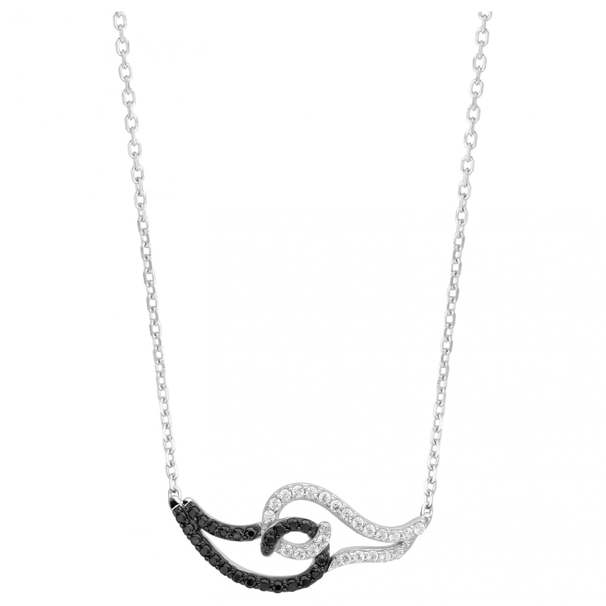 Collier mono-motif en Argent avec oxyde de zirconium noir