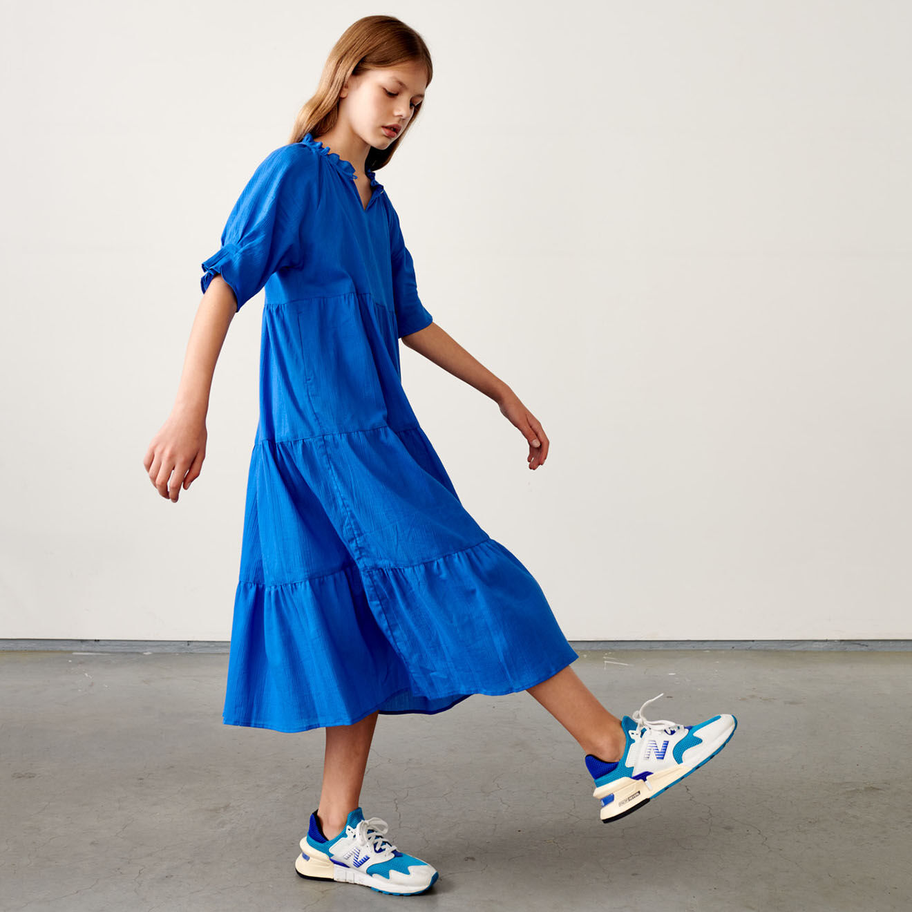 Bellerose Robe longue Pattie en Coton bleue