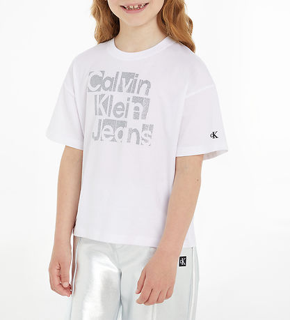 Calvin Klein T-Shirt - Metallic CKJ Boxy - Bight White