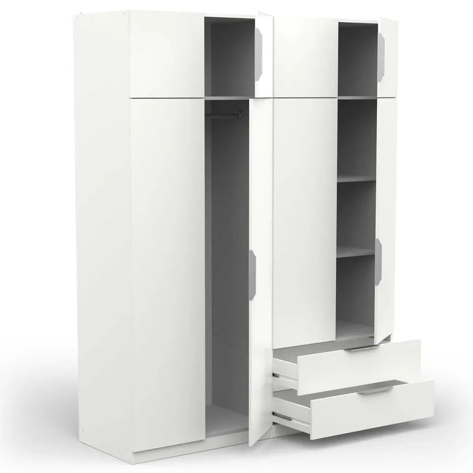 Kledingkast Spectre 157cm 8 deuren & 2 lades - mat wit