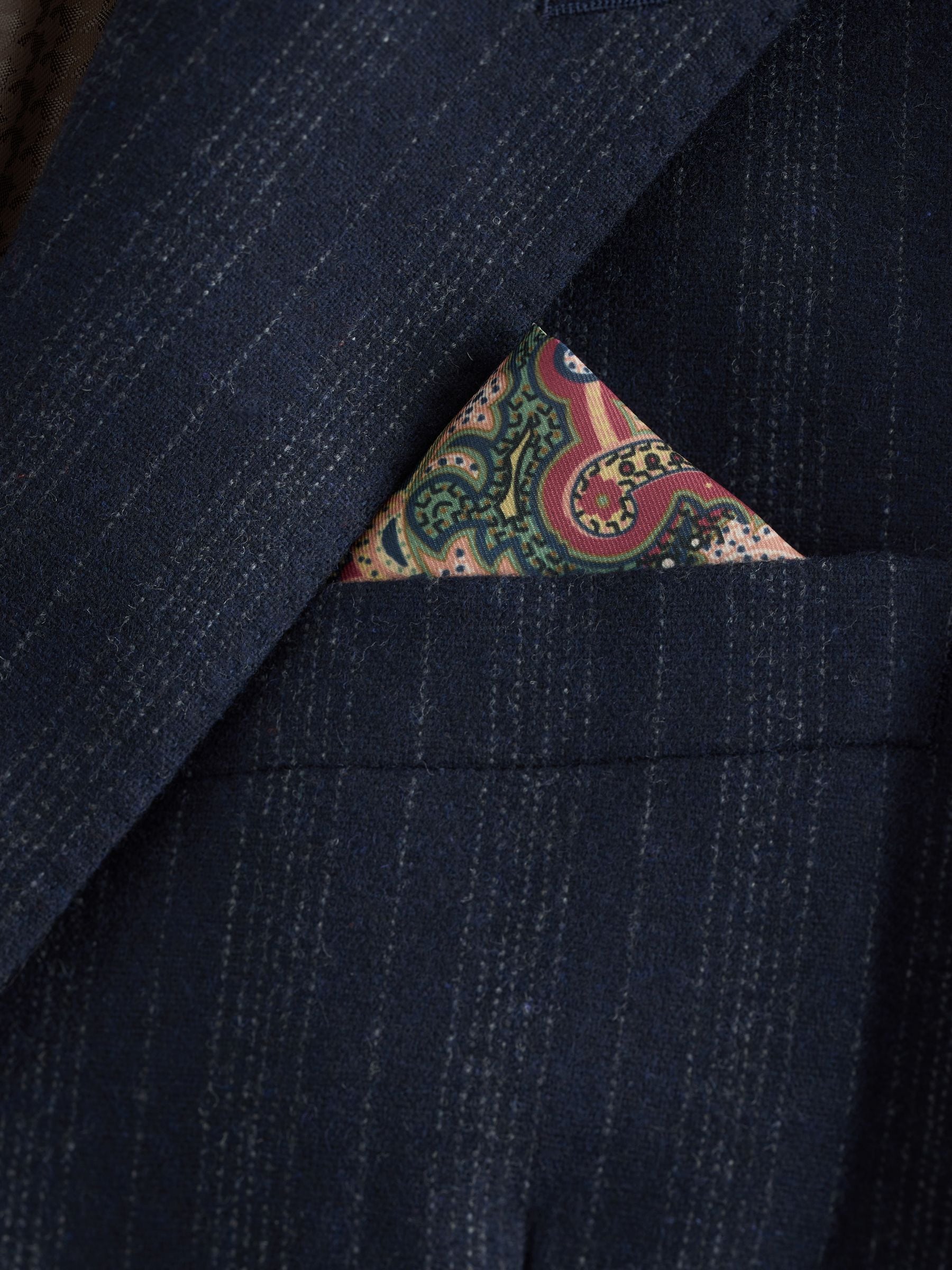 Donkerblauw - Tailored Fit Striped Wool Blend Suit Jacket