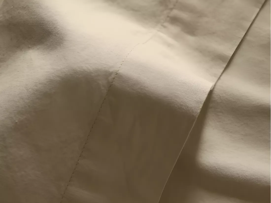 Drap Plat Palace Pur Coton Teint Lavé, 63 Fils/cm² - Palace Camel - 240 X 290 Cm Pour Lit 2 Places