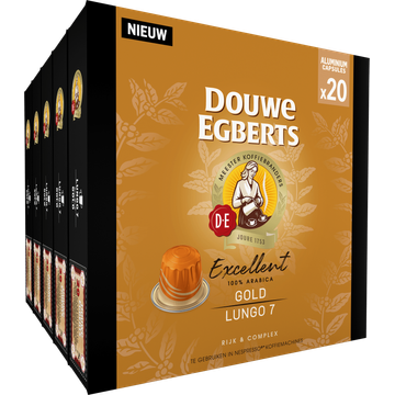 Douwe Egberts Excellent Gold Lungo 7 Gemalen Koffie 20 Capsules 104 g