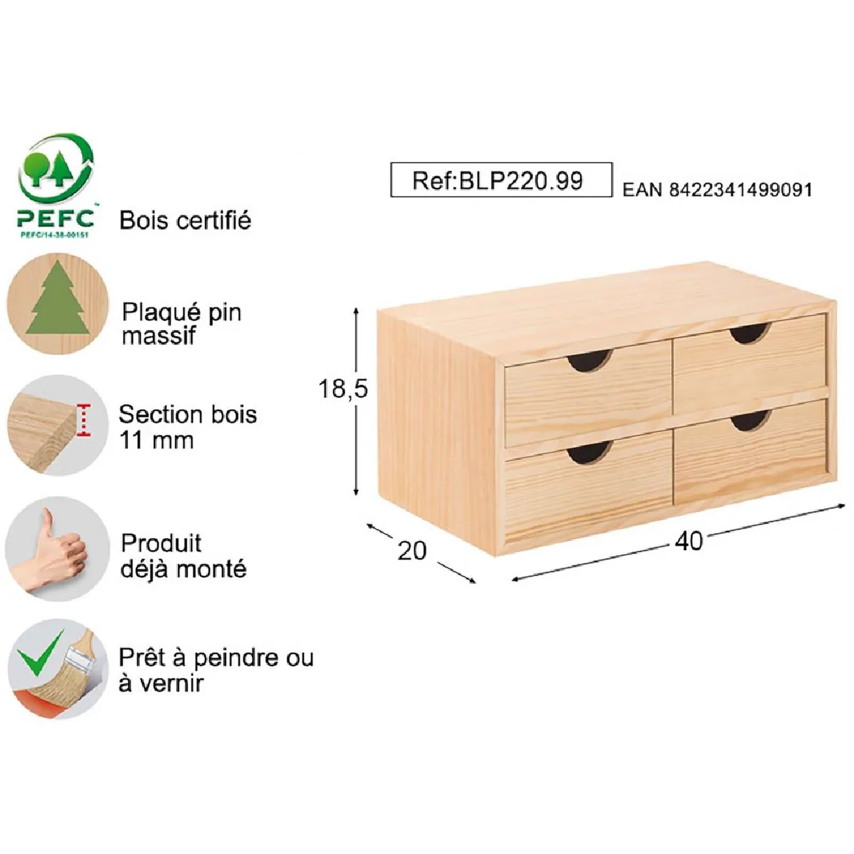 Astigarraga Mini rangement bloc avec tiroirs