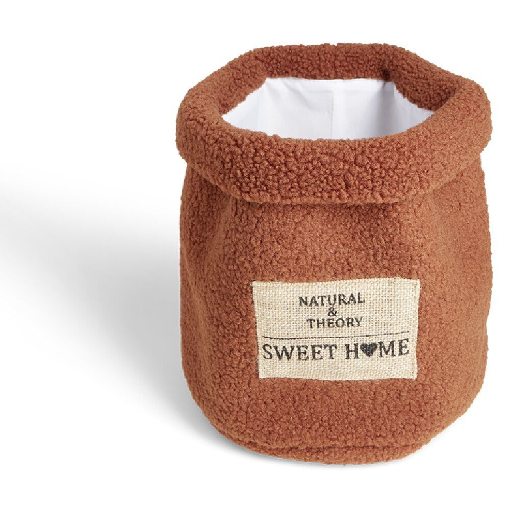 Panière laine bouclée marron 29xH32cm