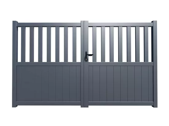 Portail battant aluminium semi plein L321 x H148 cm anthracite TARNOS II