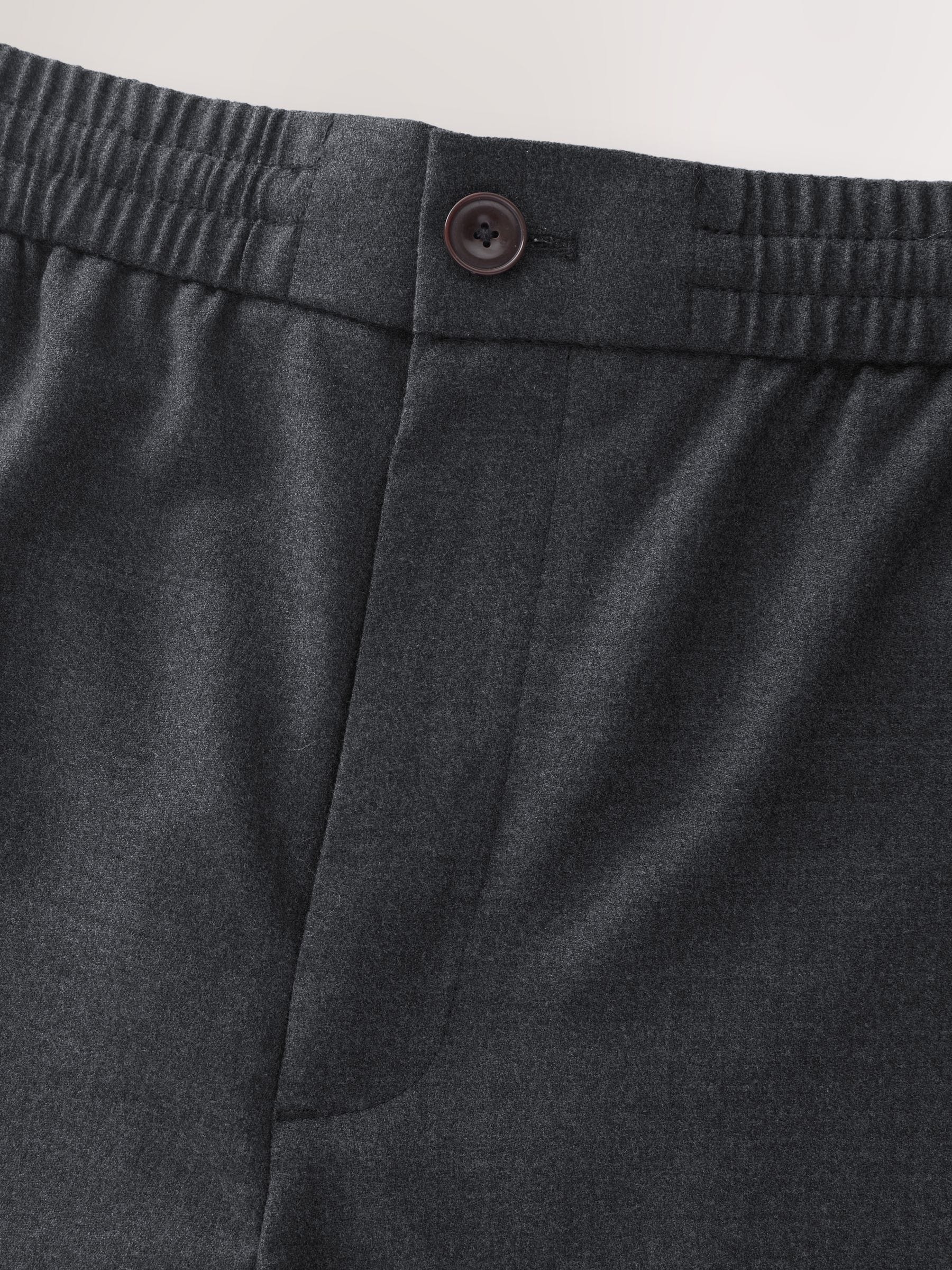 Antraciet - Elasticated Waist Wool Rich Textured Formal Trousers