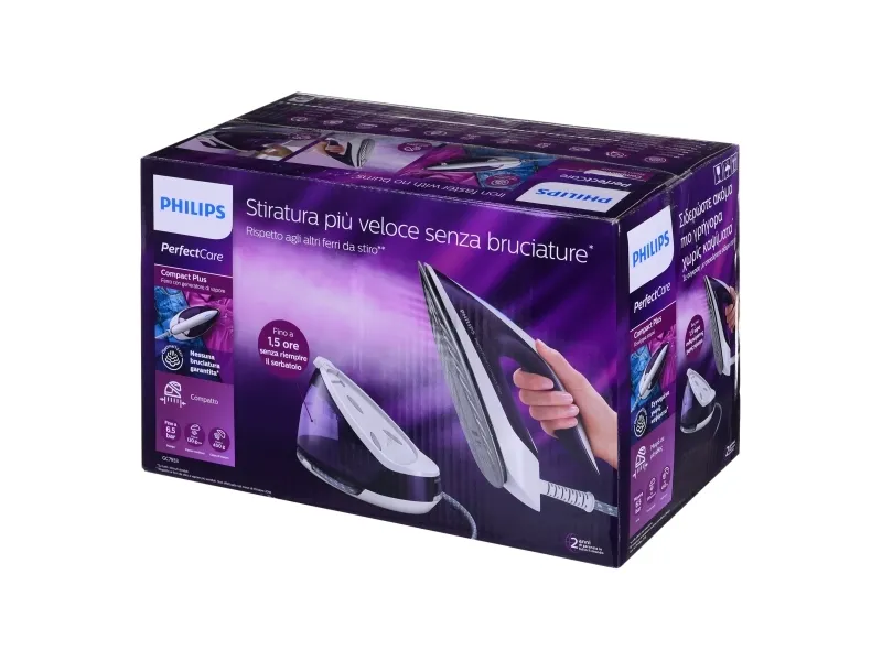 Philips PerfectCare Compact Plus GC7933 - Dampstrygejern med automatisk afbrydelse - såleplade: SteamGlide Plus - 2400 W - magisk lilla