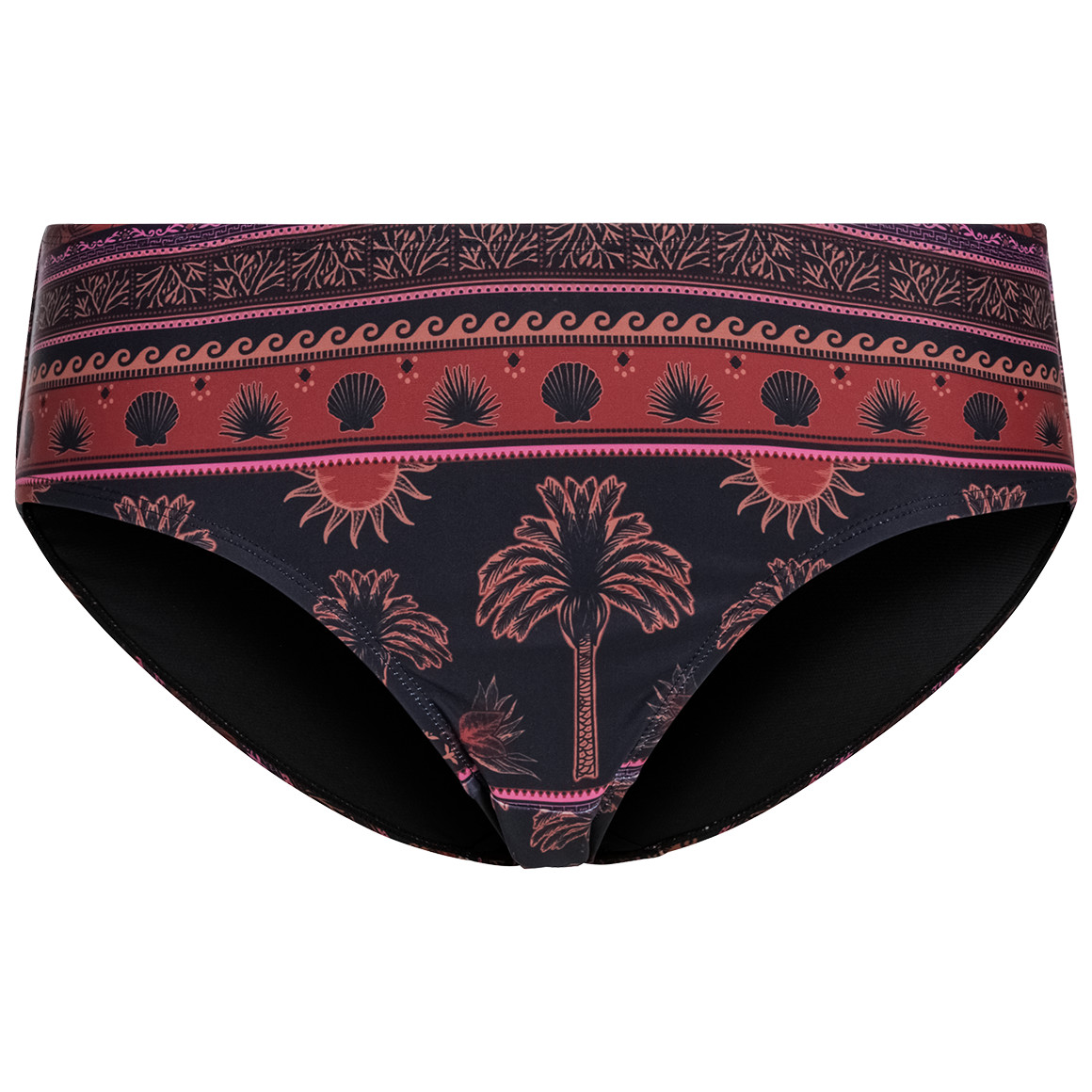 Gina Benotti Damen Bikinipanty mit Palmen-Print schwarz / dunkelrot / pink