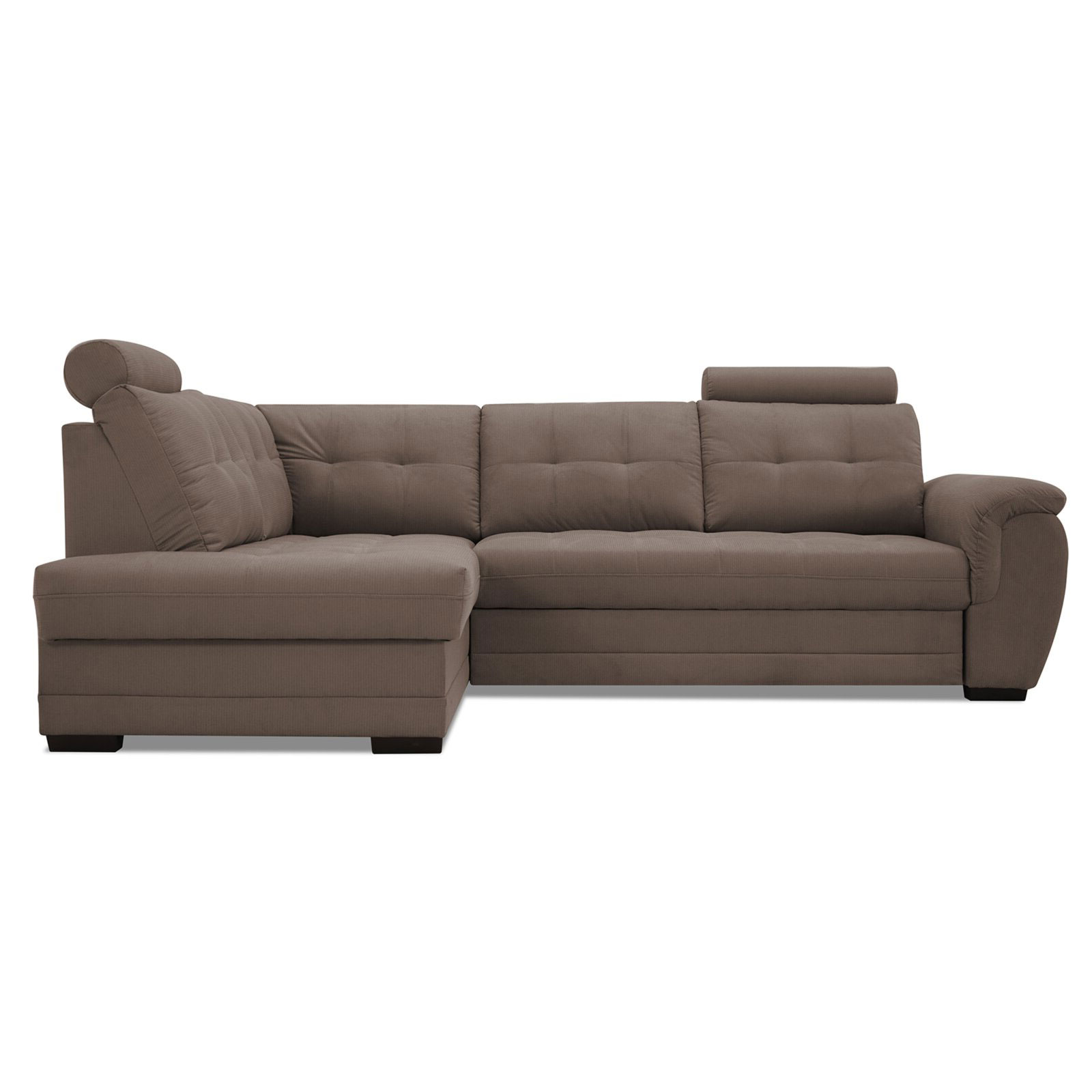 Ecksofa - braun - Webstoff - Liegefunktion - Staukasten links
