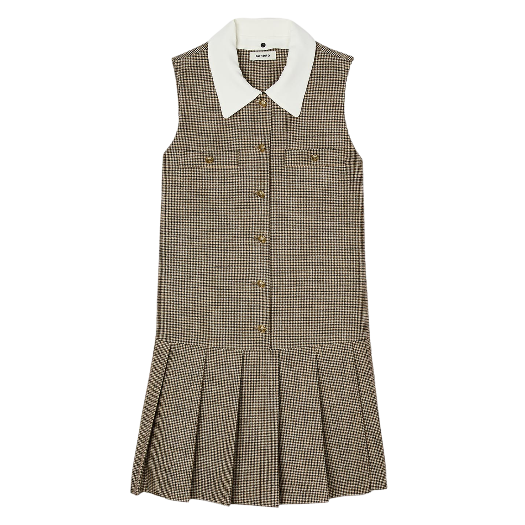 Robe courte col classique | Marron