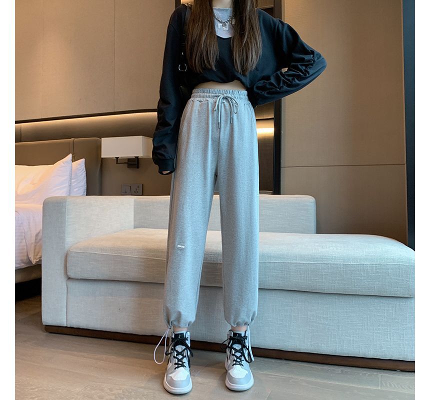 Maisee - Hoge taille effen joggingbroek met trekkoordmanchetten