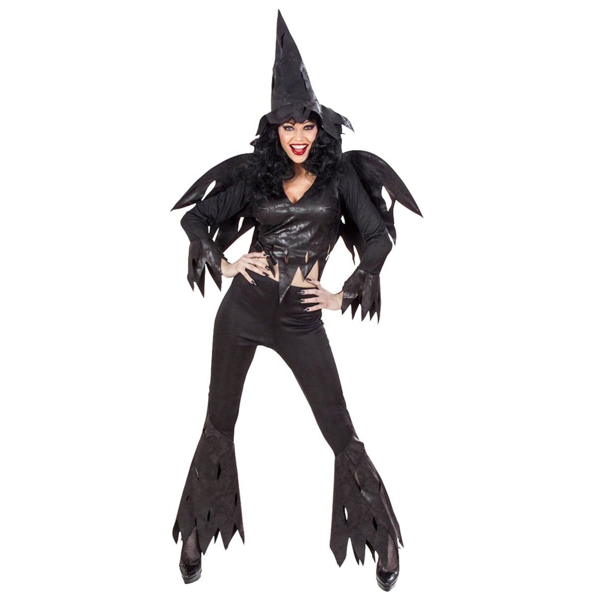 Halloween Kostuum Zwart Dames Heks 4 delig