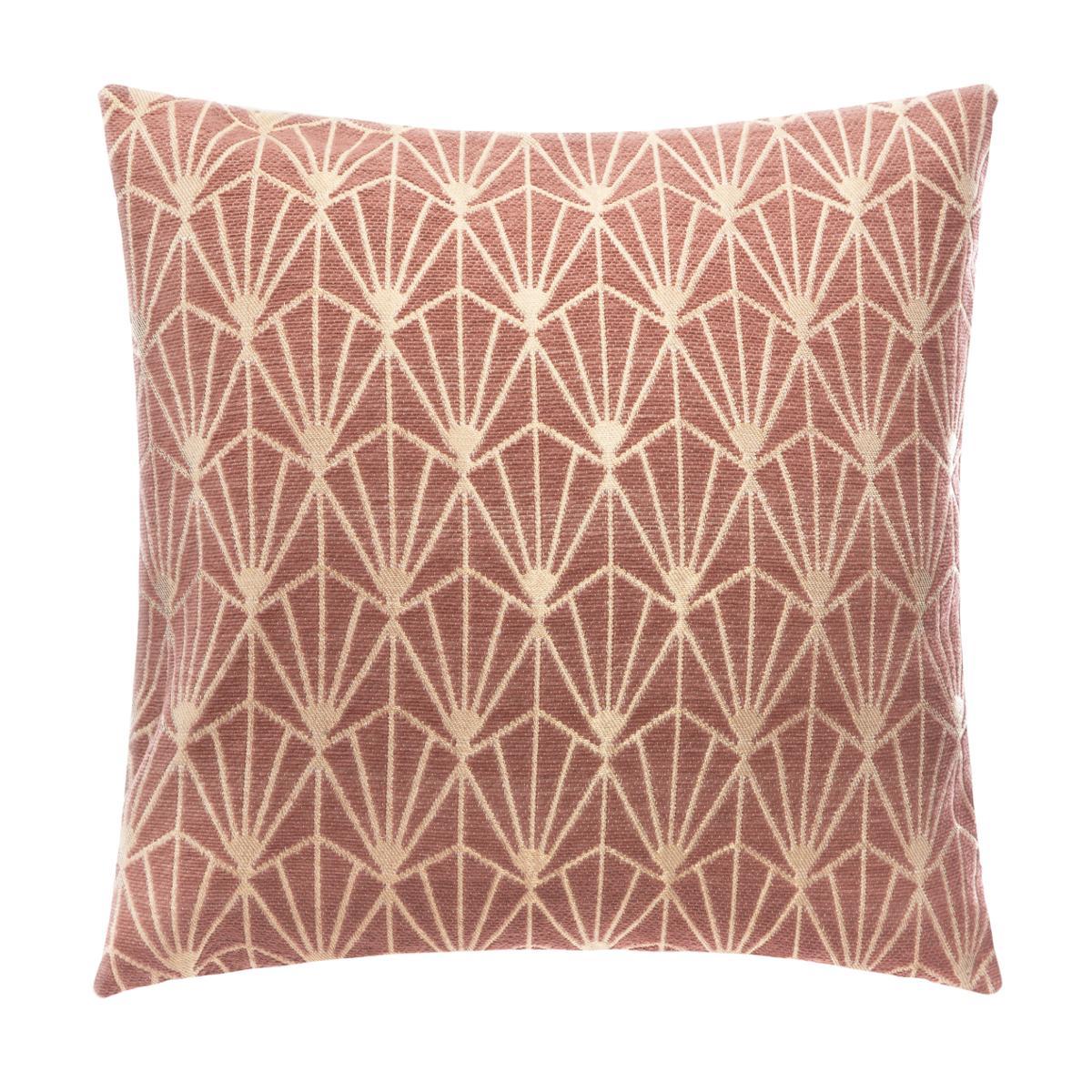 HOUSSE COUSSIN CHENILLE ART DECO ROSE 40X40CM