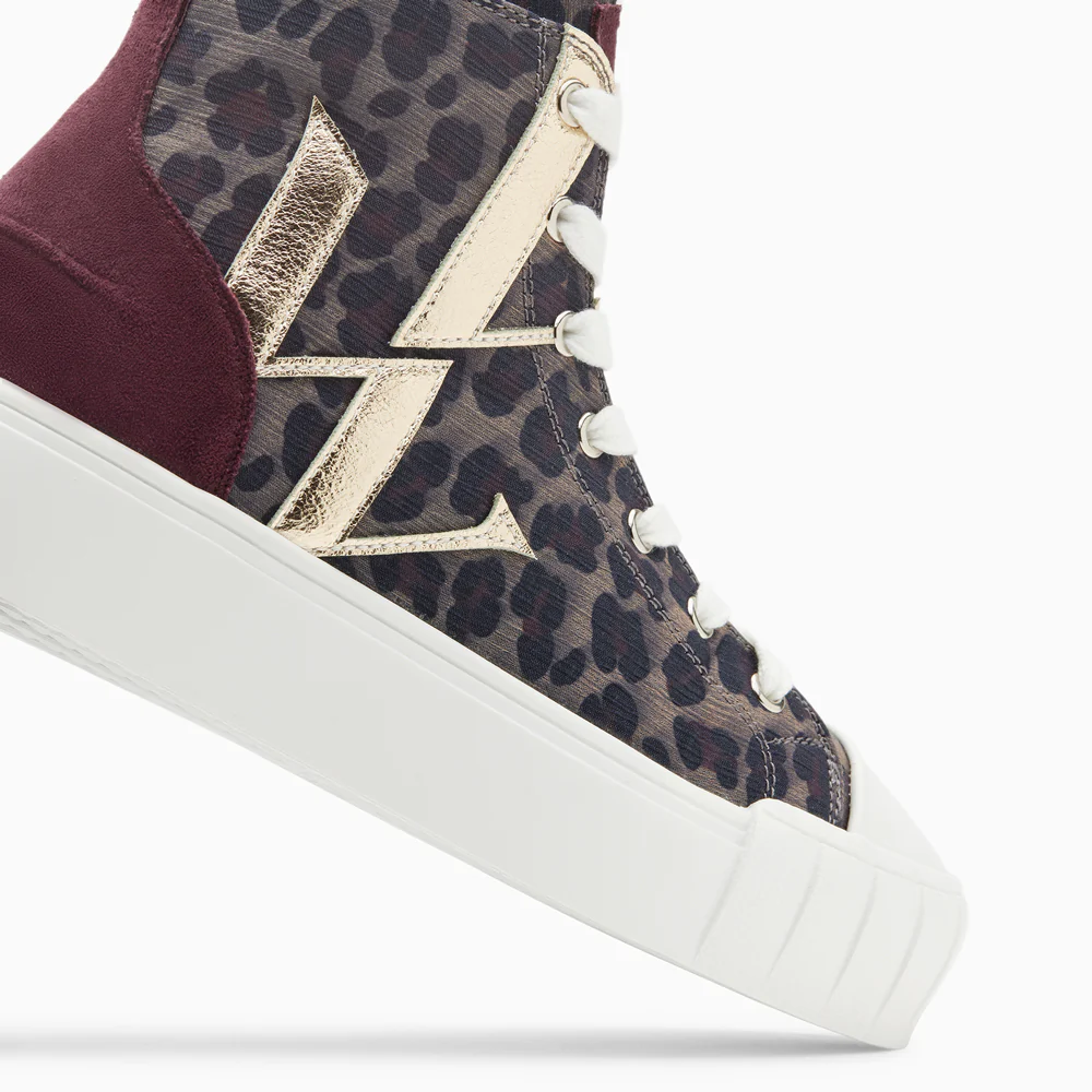 Sneakers-Baskets monogramme Valentina montantes léopard