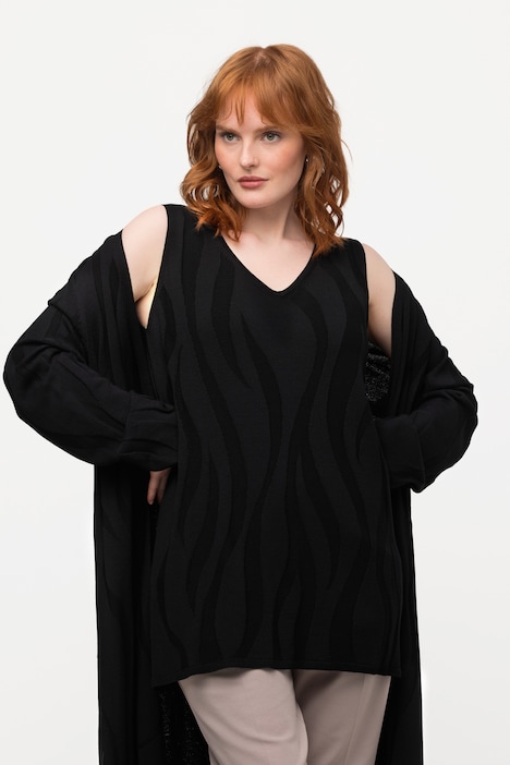 Stricktop, Wellen-Design, V-Ausschnitt, ärmellos