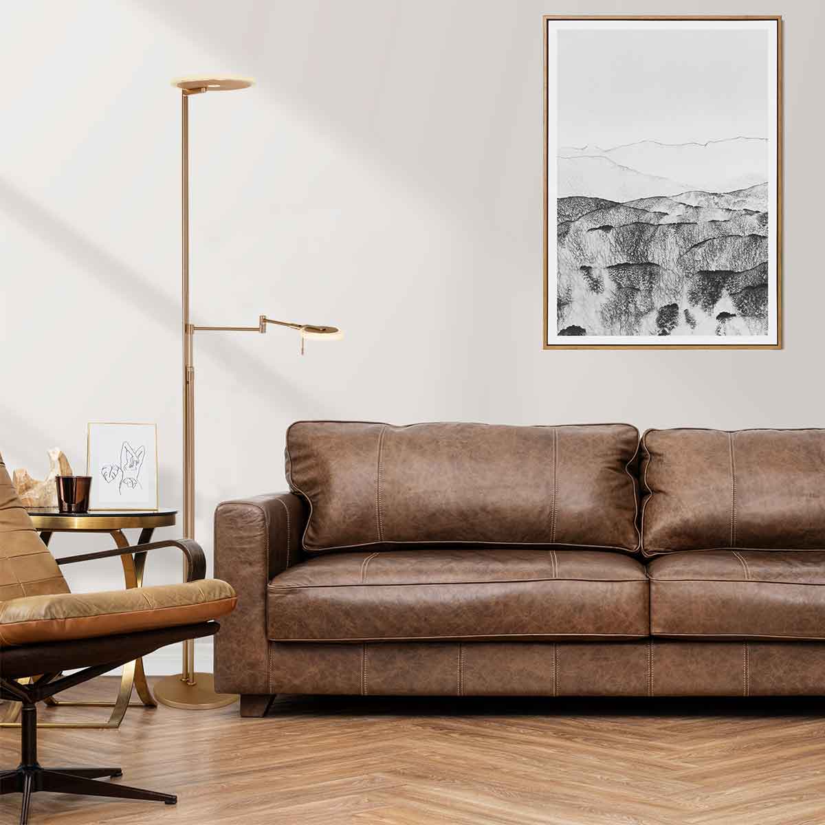 Steinhauer - Vloerlamp Brons Metaal - 187cm - Turound met Leesarm
