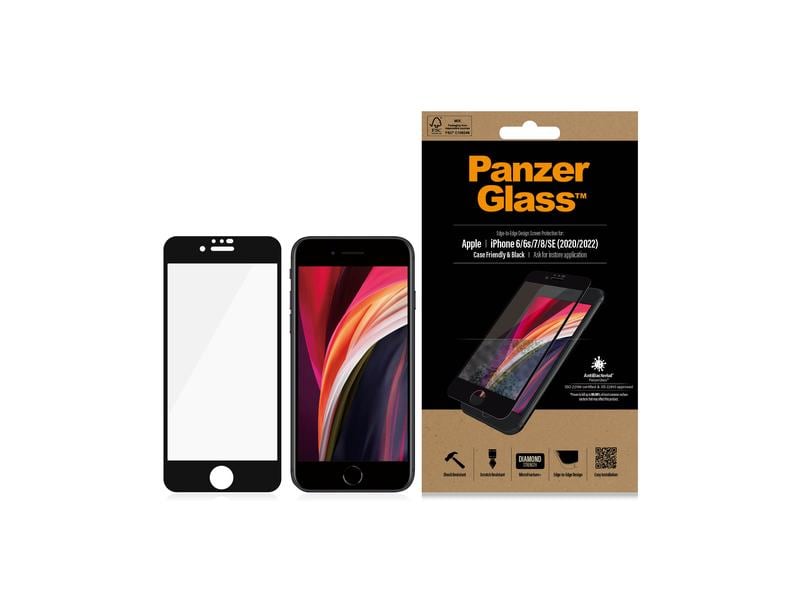 Panzerglass Displayschutz Case Friendly iPhone 6/6S/7/8/SE Display-Schutzfolie für das Apple iPhone 6/iPhone 6s/iPhone 7/iPhone 8/iPhone SE (2. Gen. / 2020)/iPhone SE (3. Gen. / 2022)