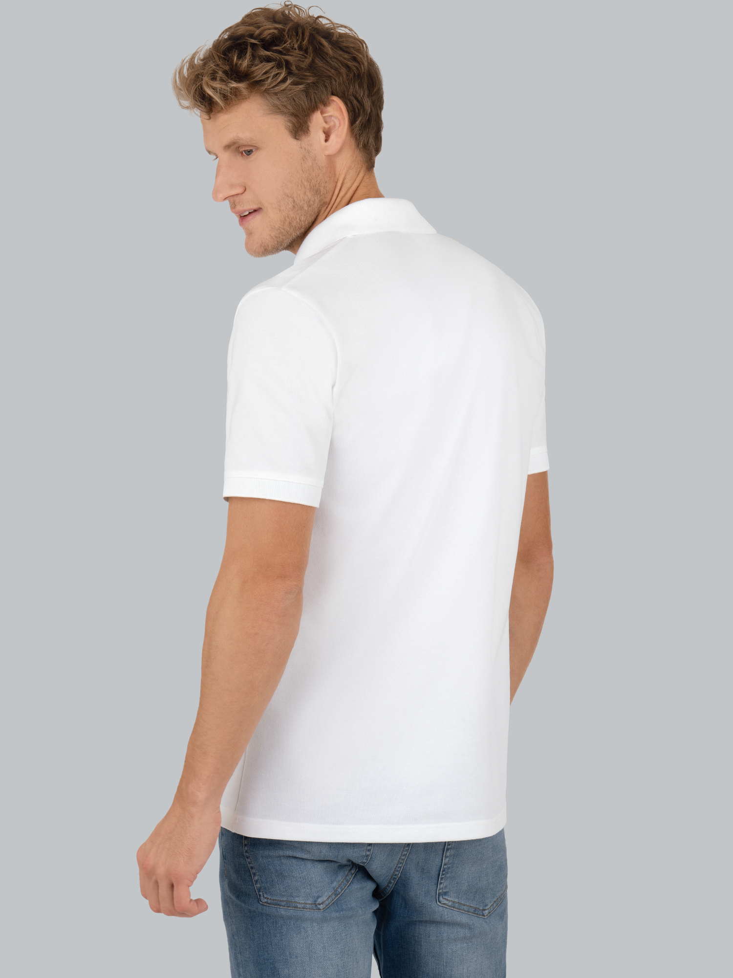Poloshirt mit dreifarbiger Knopfleiste Weiss
