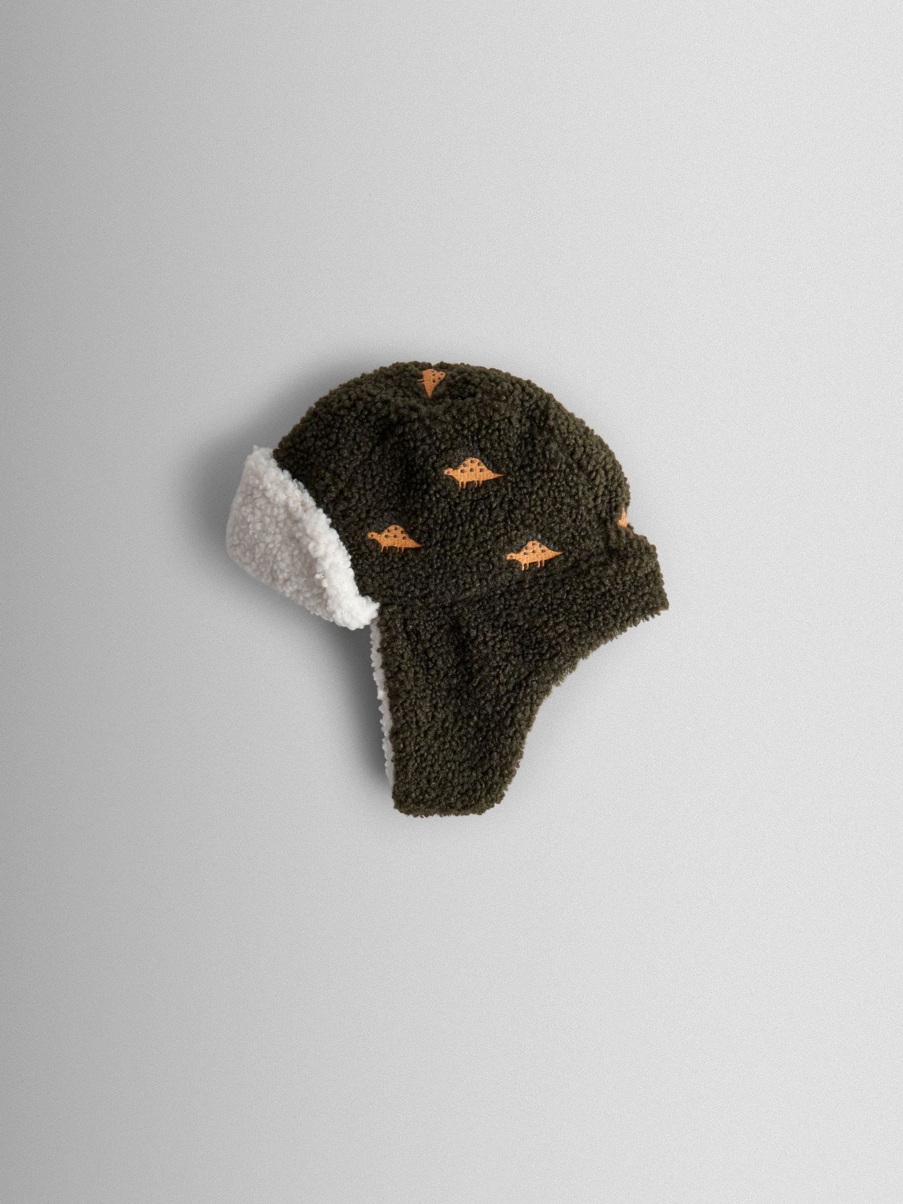 Kaki met dinoprint - JoJo Maman Bébé Trapper Hat