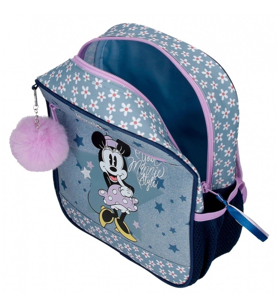 Mochila pré-escolar estilo Minnie da Disney - Azul - 23x28x10cm -
