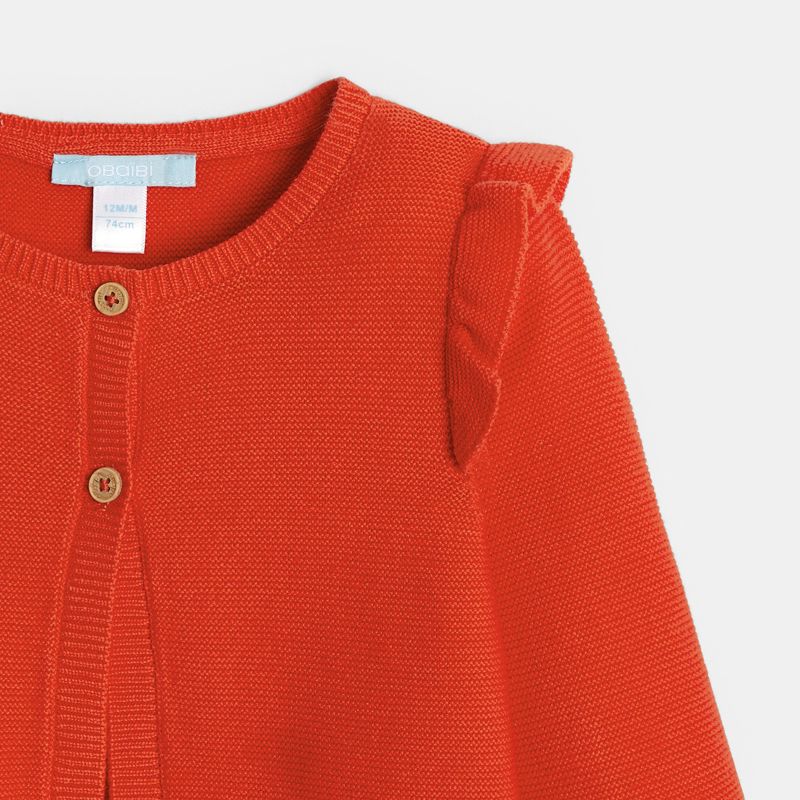 Gilet maille à volants 2 boutons orange bébé fille Orange