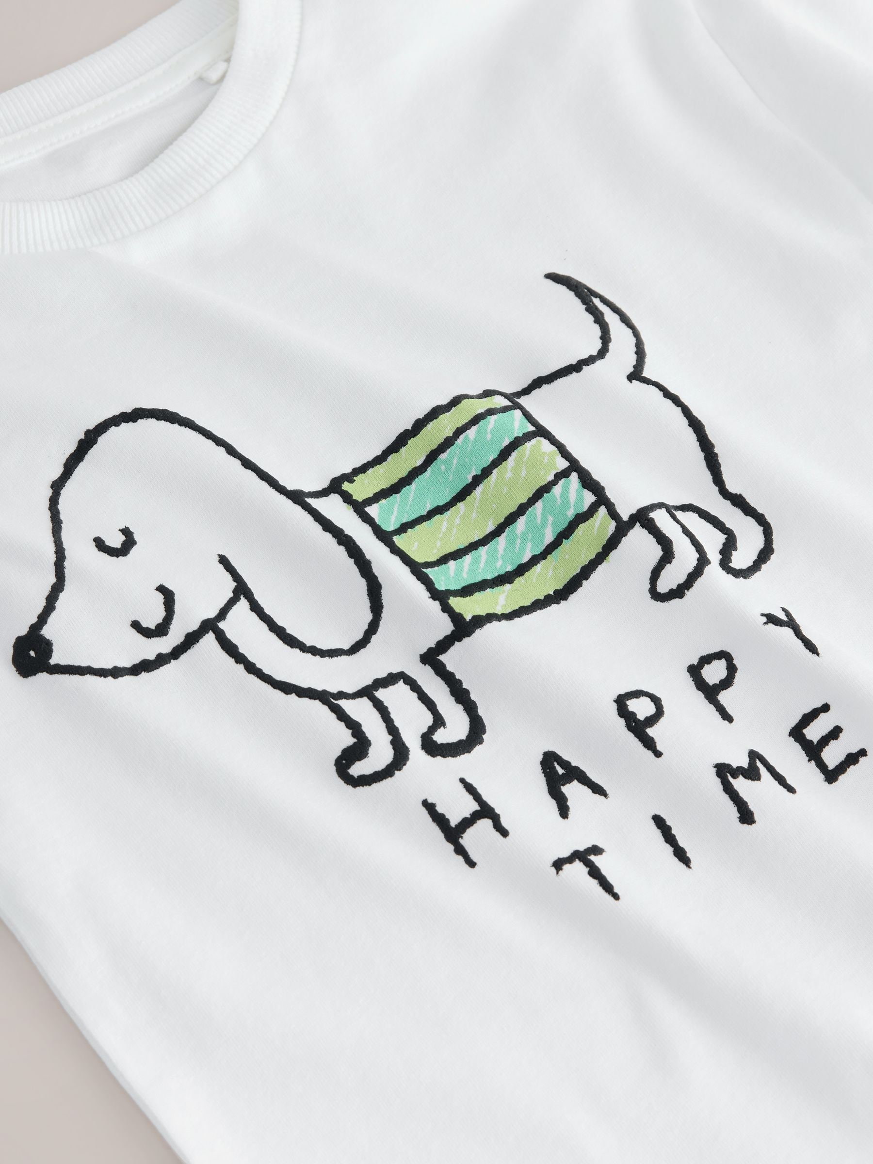 White Happy Time Dog - T-shirt met lange mouwen en print (3mnd-8jr)