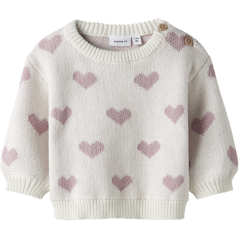 Køb Name It Cloud Dancer Keepsake Lilac Heart Nbfoana Ls Strik