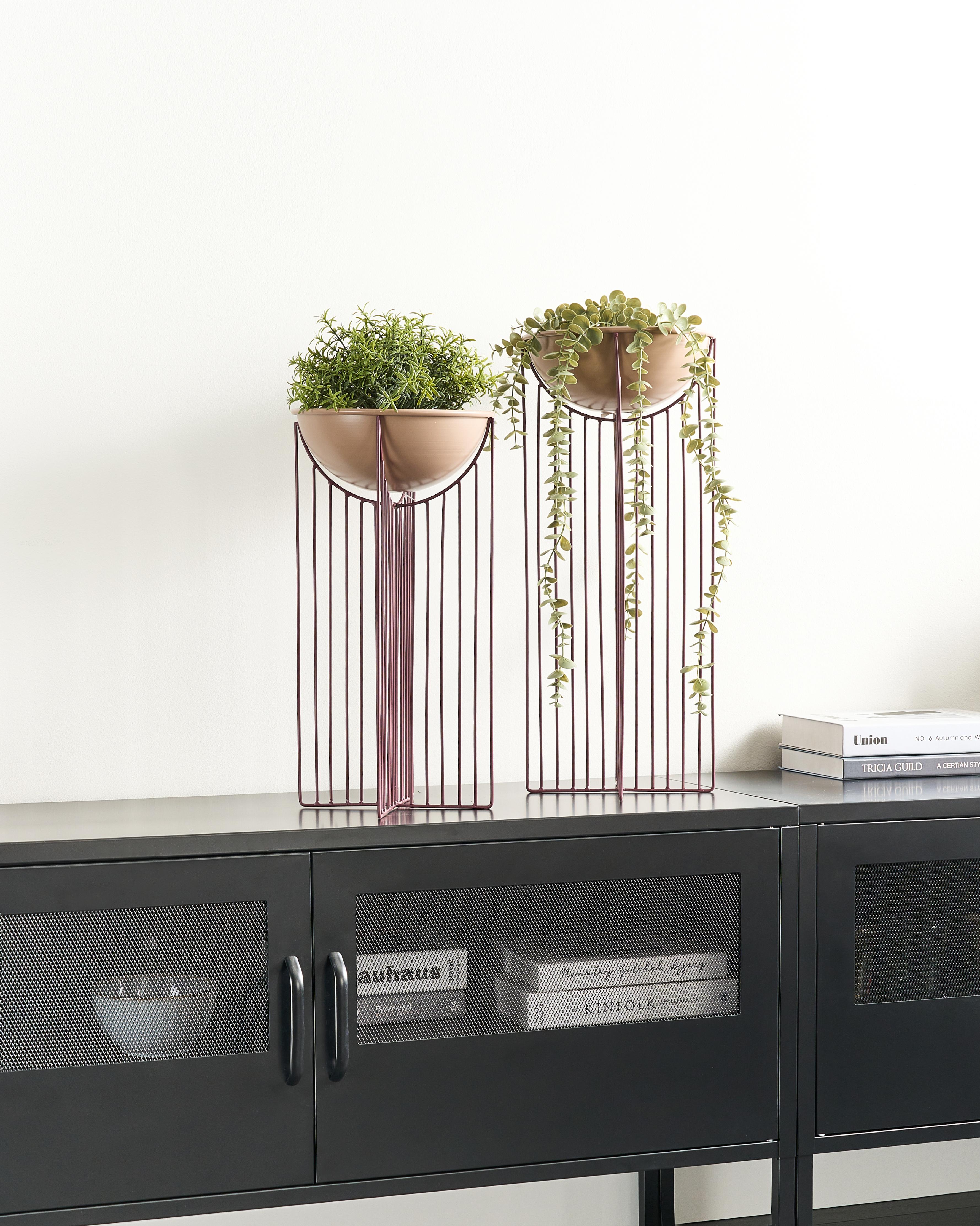 Set van 2 verhoogde bloempotten FICARIA Metaal 22 cm Roze