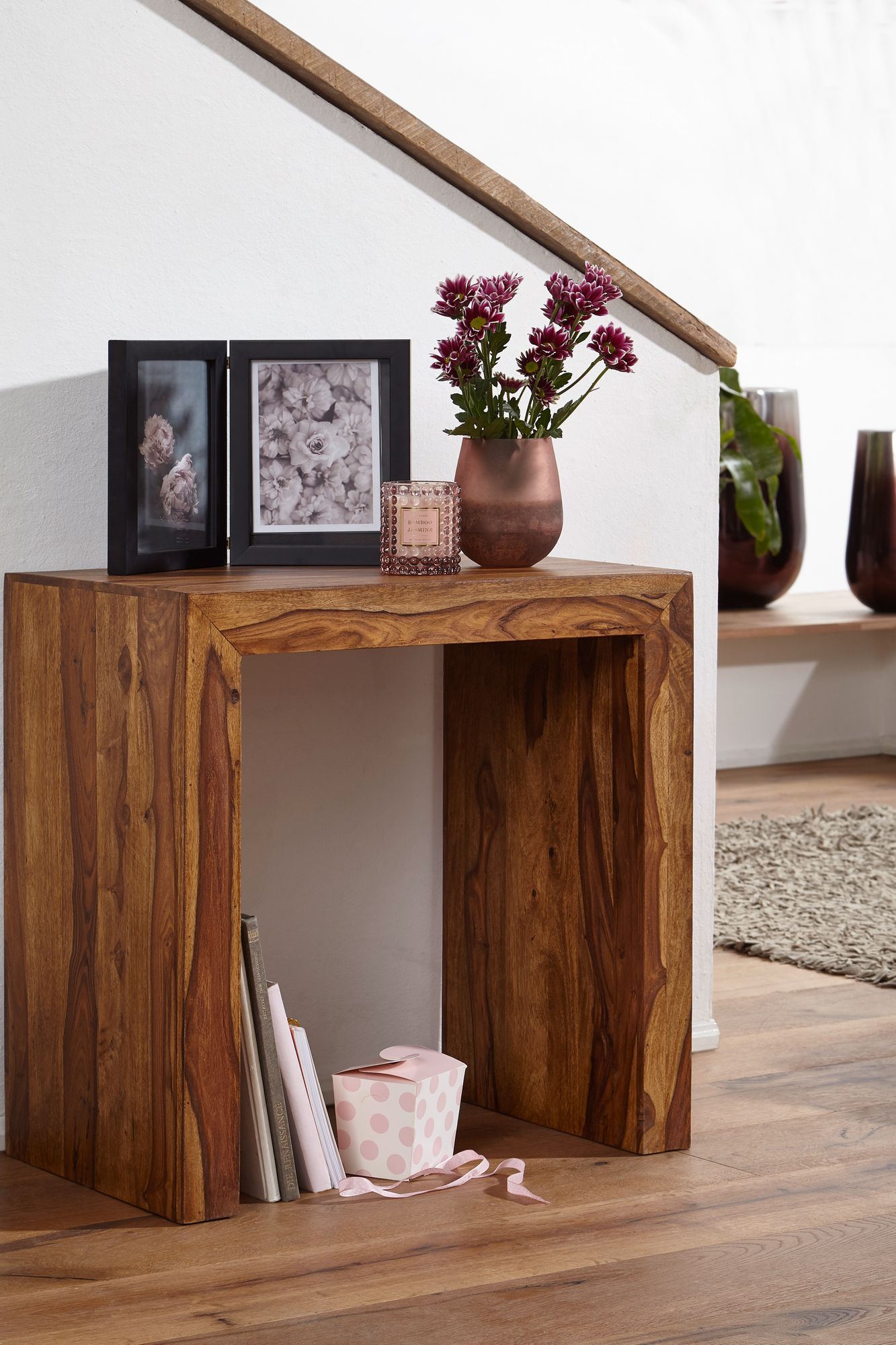 KADIMA DESIGN Massivholz-Beistelltisch NAKO: Einzigartig, zeitlos, 60x35x60 cm, handgefertigt
