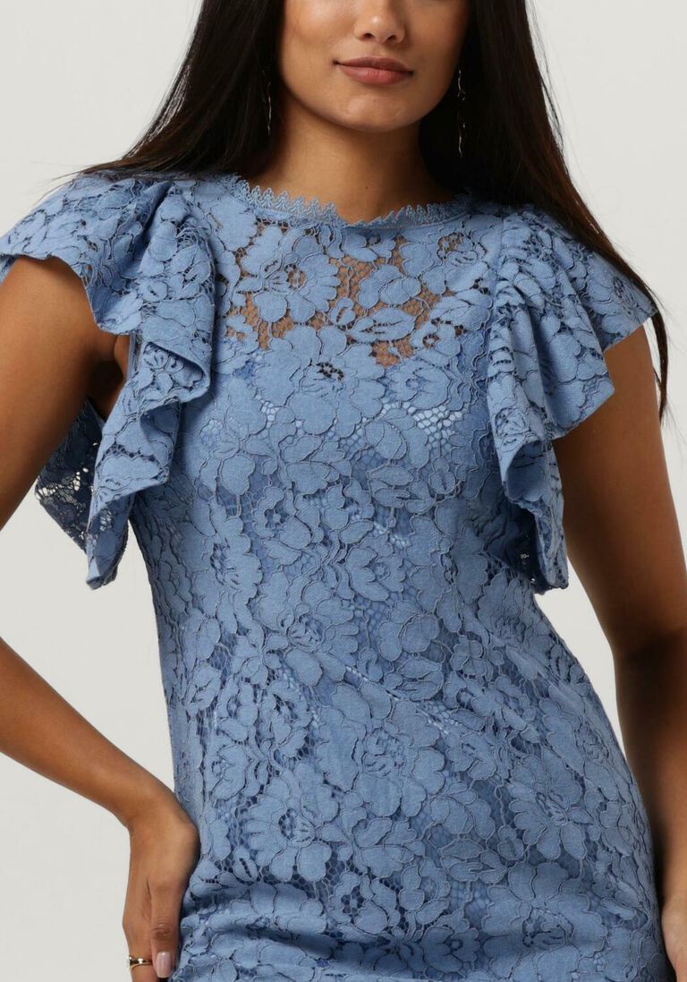 Y.A.S. blauwe y.a.s. midi jurk yasmilda lace ss midi dress