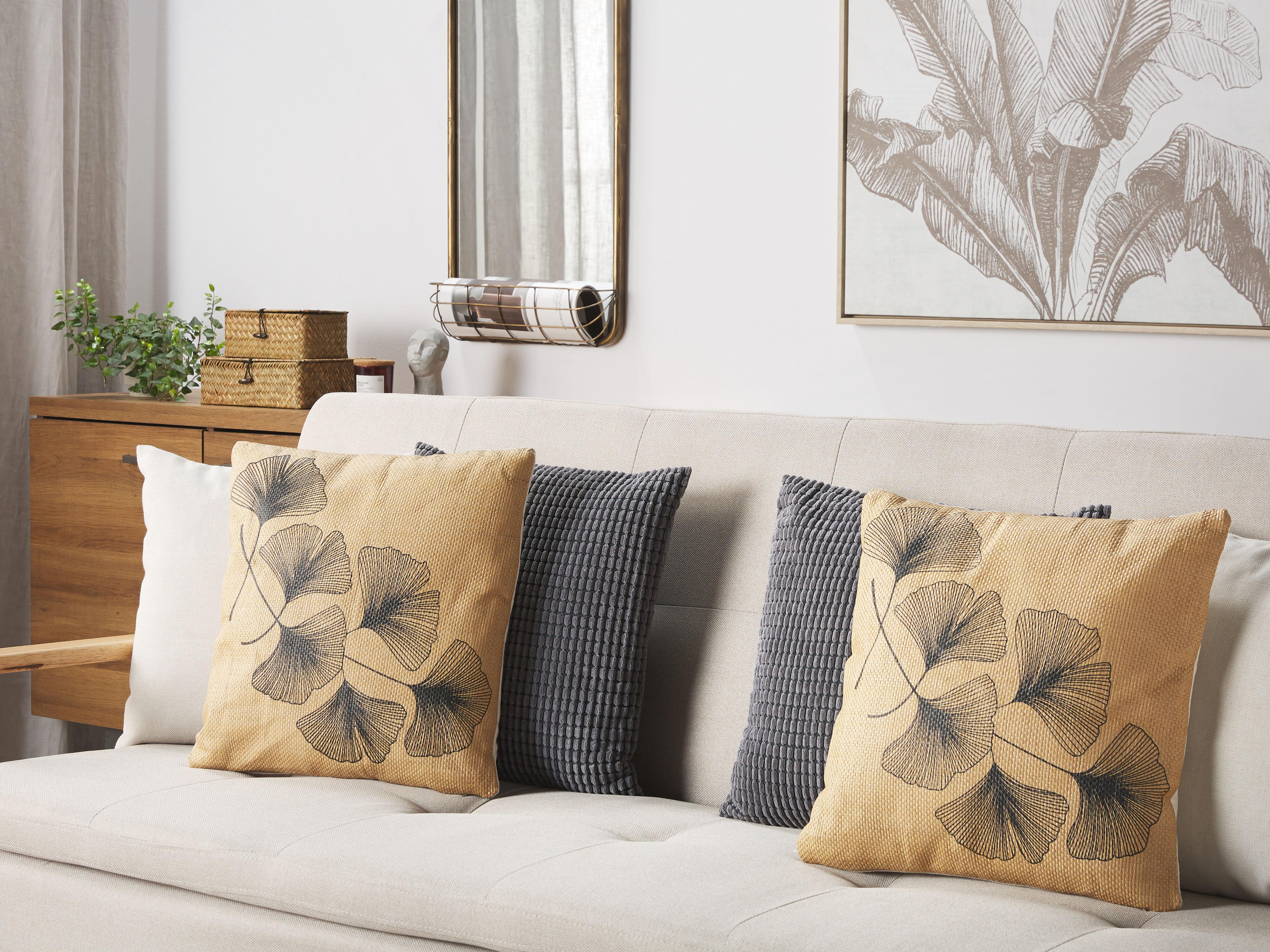 Set van 2 sierkussens WAKAD 45 x 45 cm Beige bladpatroon
