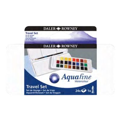 Daler-Rowney Aquafine - Peinture extra fine 24 demi-godets - couleurs assorties (set de voyage)