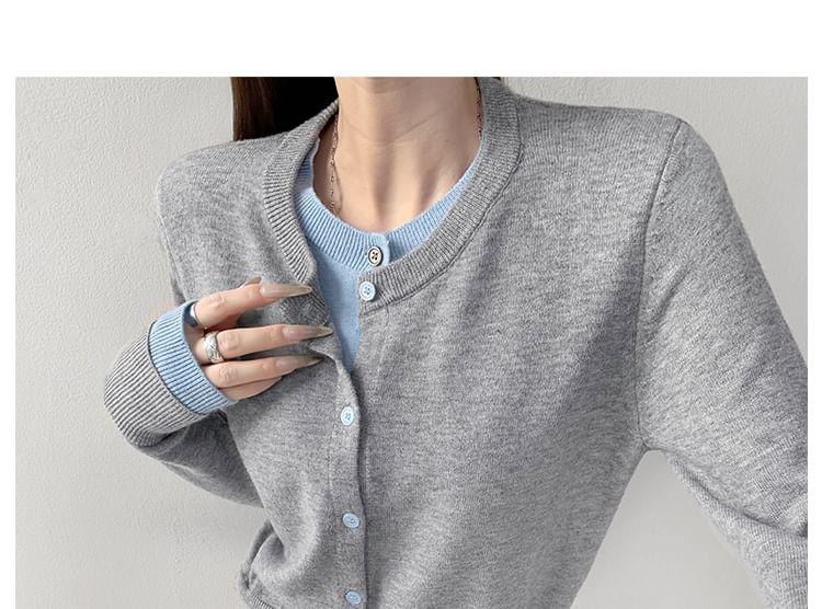 Shira - Colorblock Mock Tweedelige Cardigan