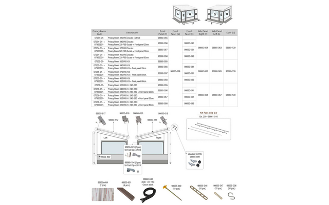 Fiamma Front Panel F für Markisenzelt Privacy Room 340 F65 Fiamma Ersatzteilnummer 98660-056