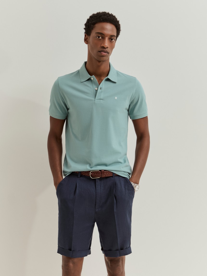 Polo piqué slim fit garment dye