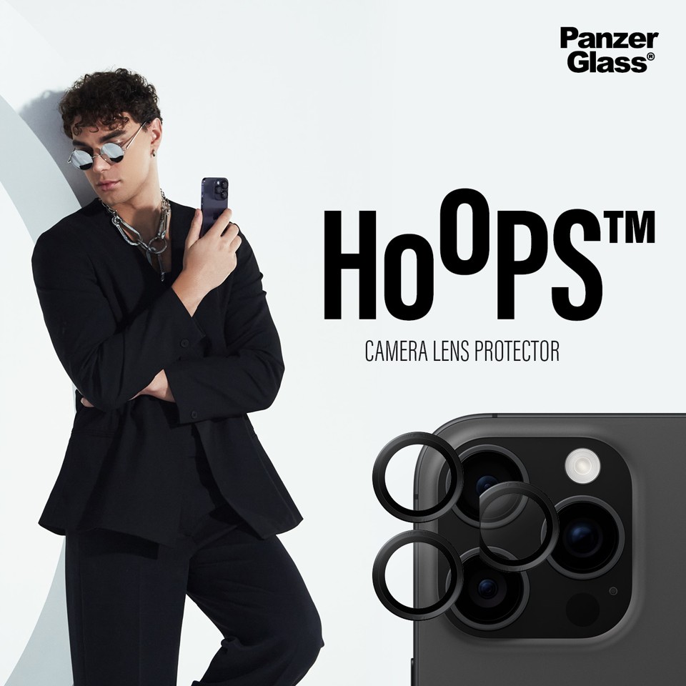 PanzerGlass - Hoops Linse Beskytter - iPhone 16 Pro/iPhone 16 Pro Max - Sort
