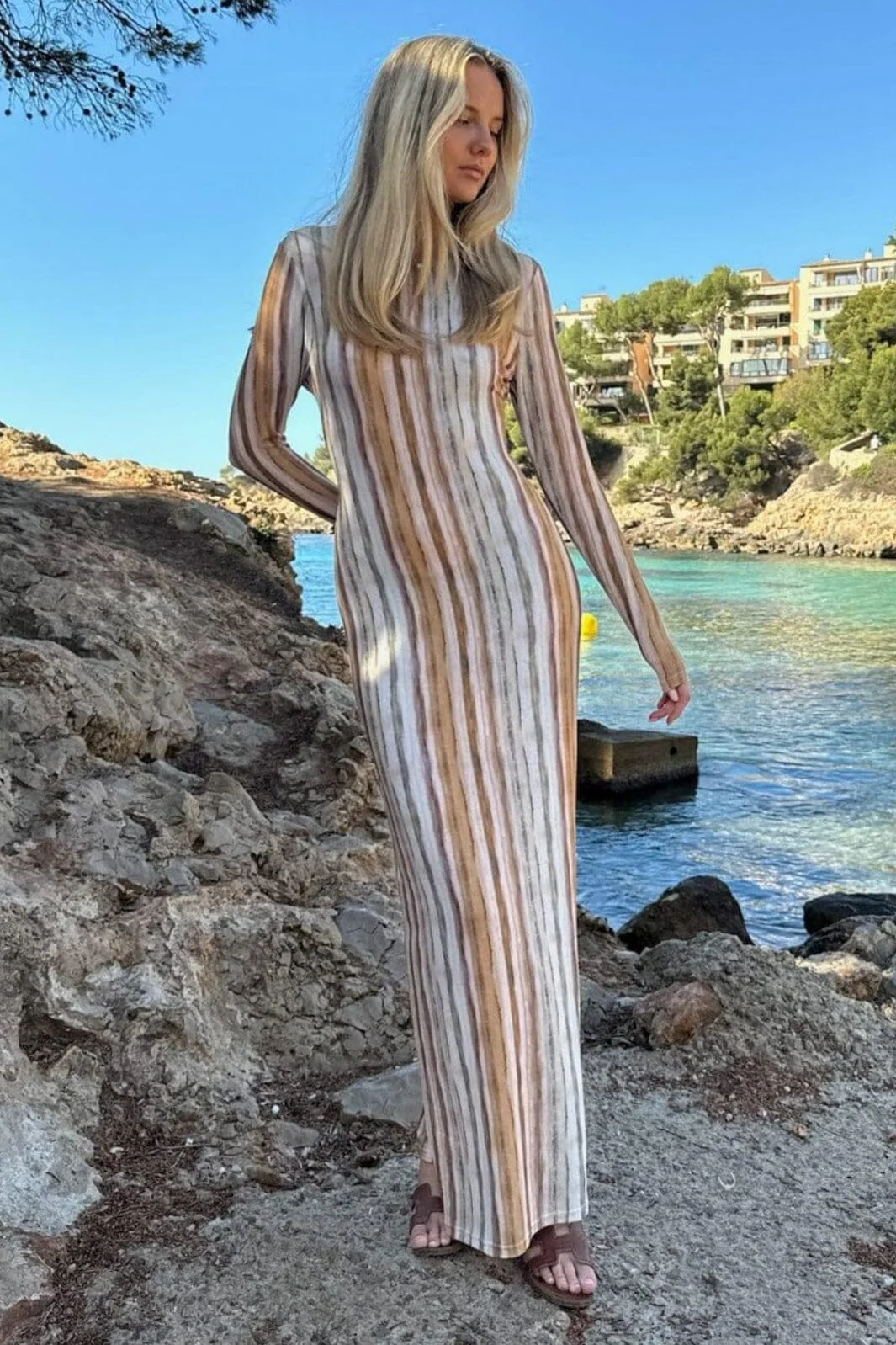 BYIC Ayaic Long Dress omp orange multi print