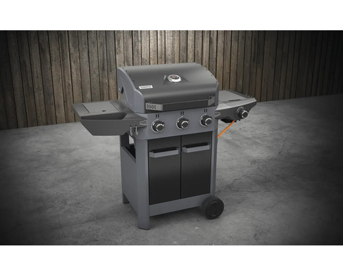 Tenneker® Carbon TG-3 U Gasgrill met 3 branders + zijbrander, gietijzeren rooster, zwart