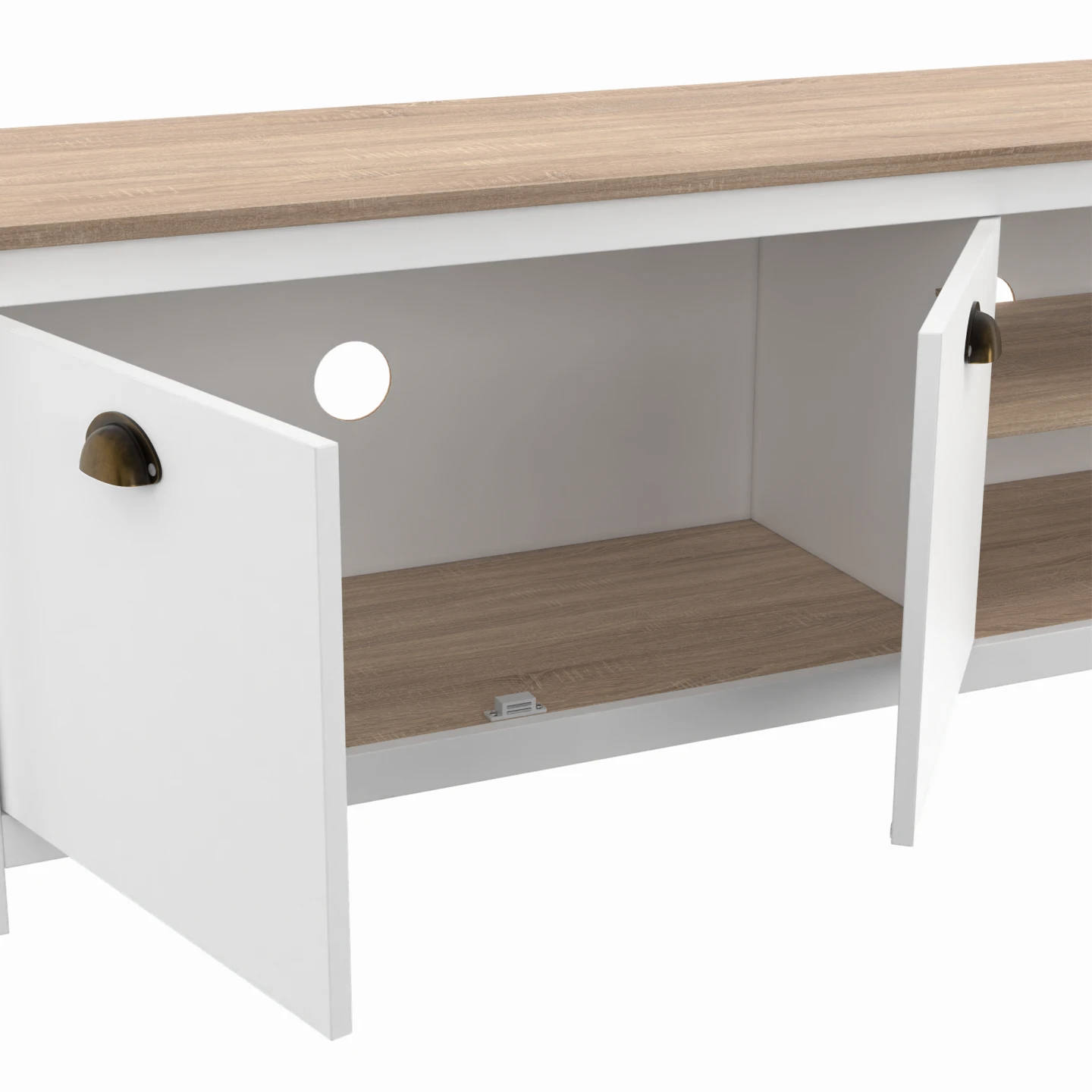 Meuble TV 140 cm campagne ISIS bois et blanc